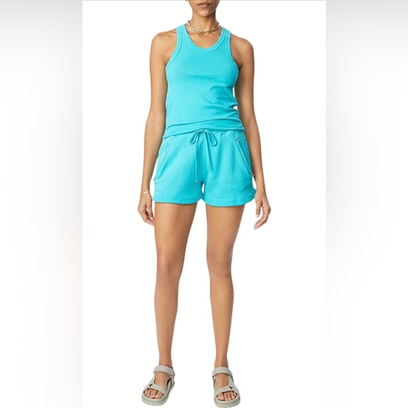 NWT (S) Bandier x Sincerely Jules The Juniper Sweat Shorts Aqua - Picture 3 of 6